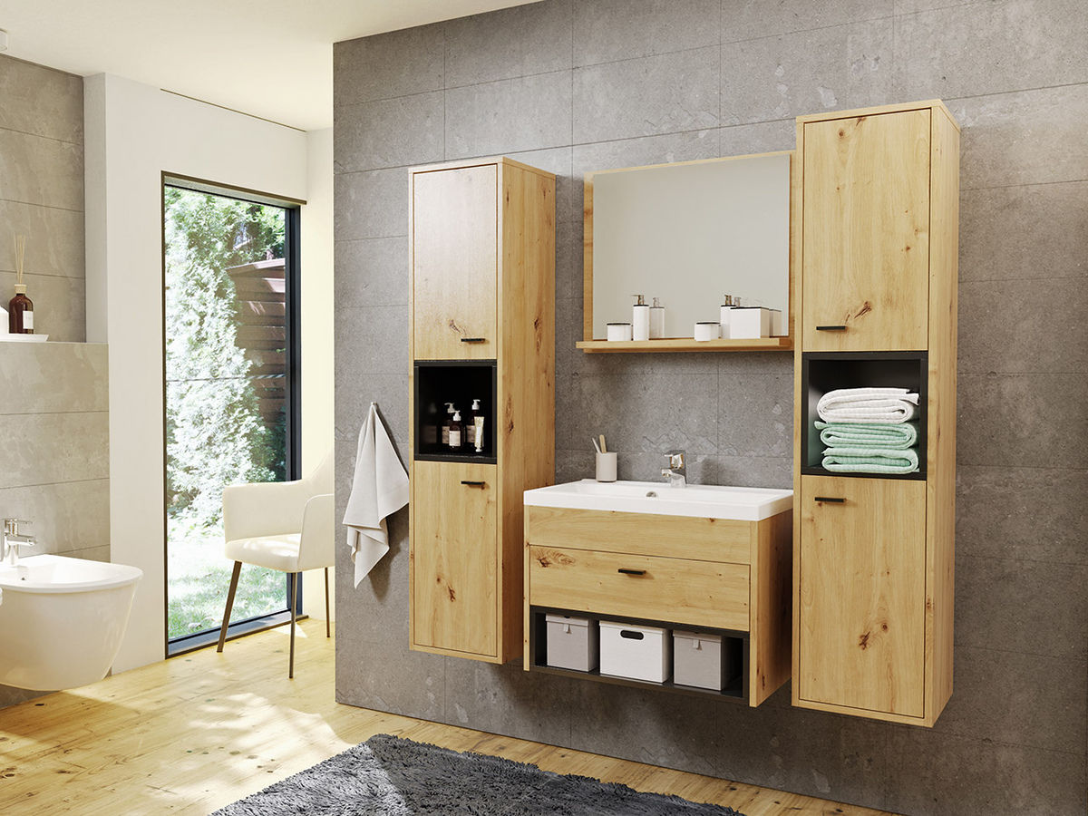Set baie Velum II (Stejar artizan + Negru)
