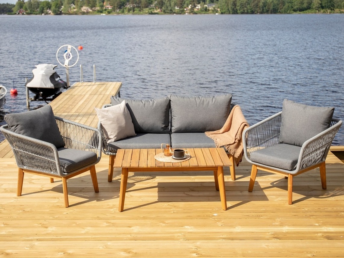 Set mobilier de exterior Dallas 661 (Gri + Salcâm)
