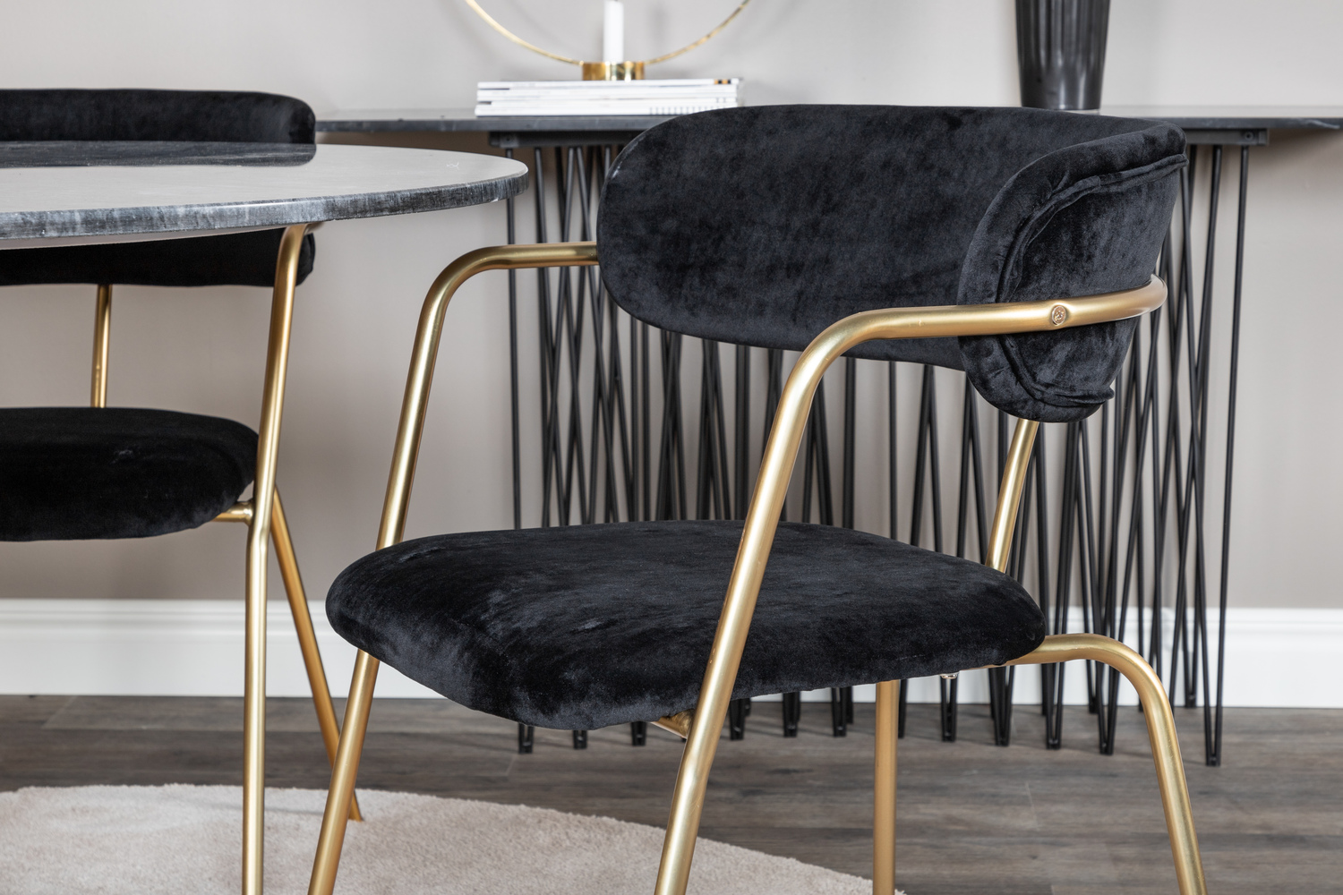 Set de dining Dallas 1208 (Negru + Auriu)
