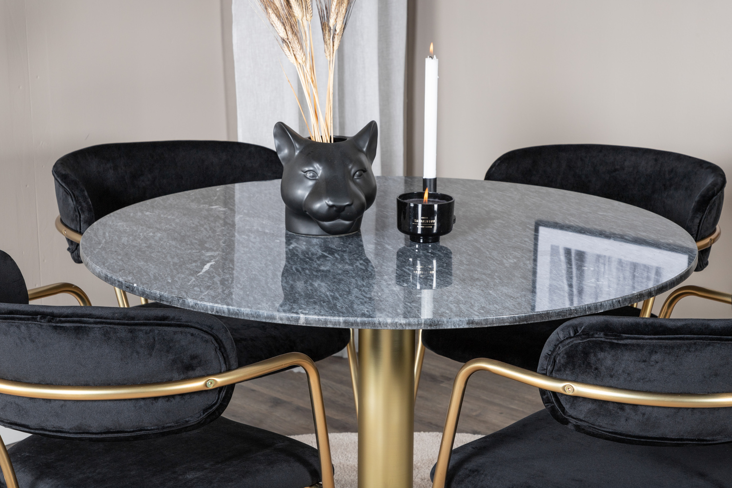 Set de dining Dallas 1208 (Negru + Auriu)