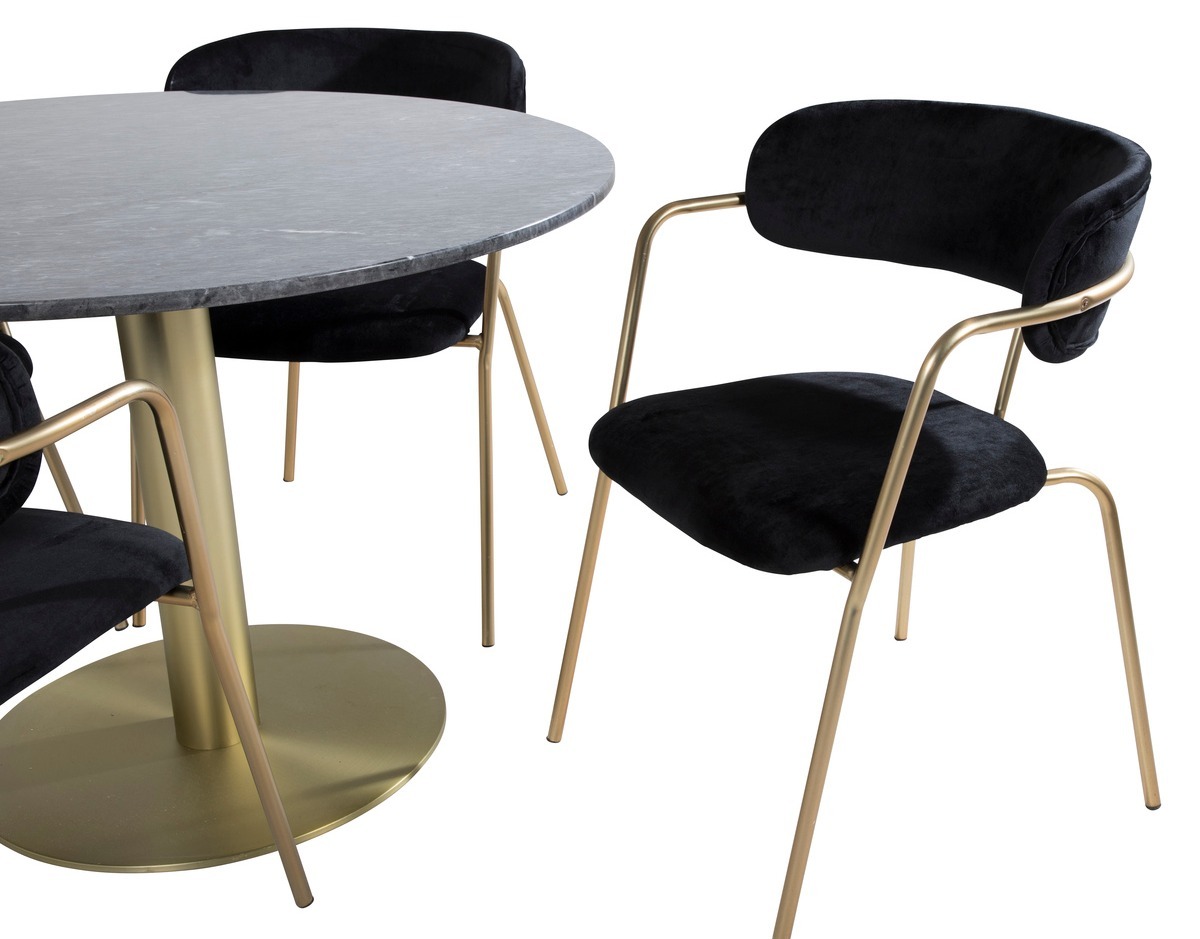 Set de dining Dallas 1208 (Negru + Auriu)