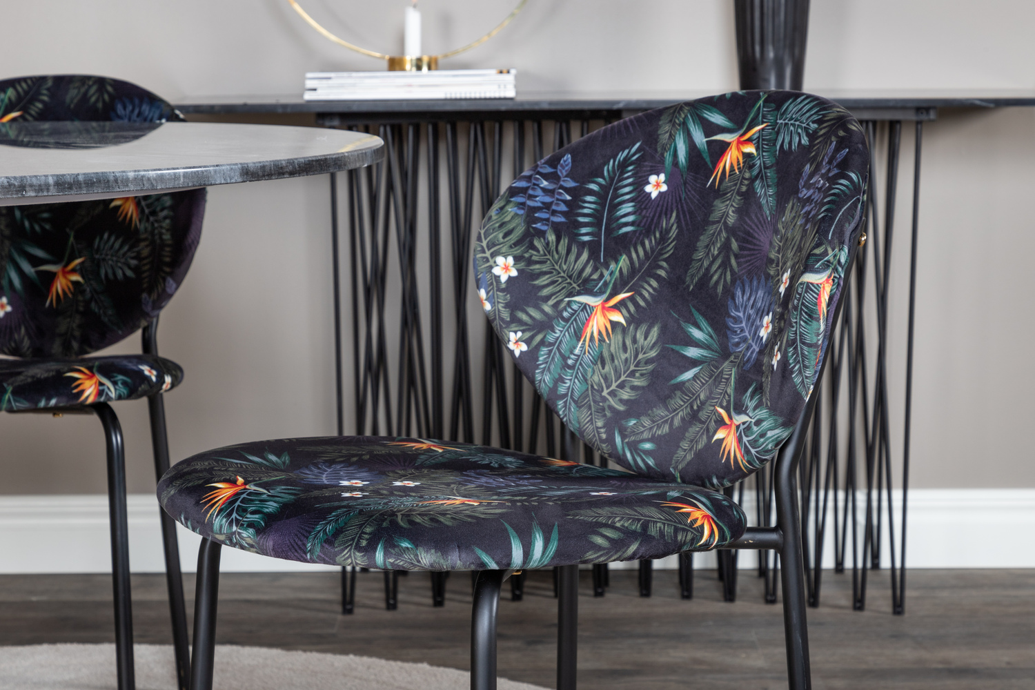 Set de dining Dallas 1209 (Model floral + Negru)