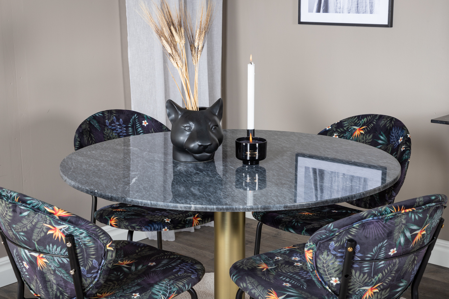 Set de dining Dallas 1209 (Model floral + Negru)