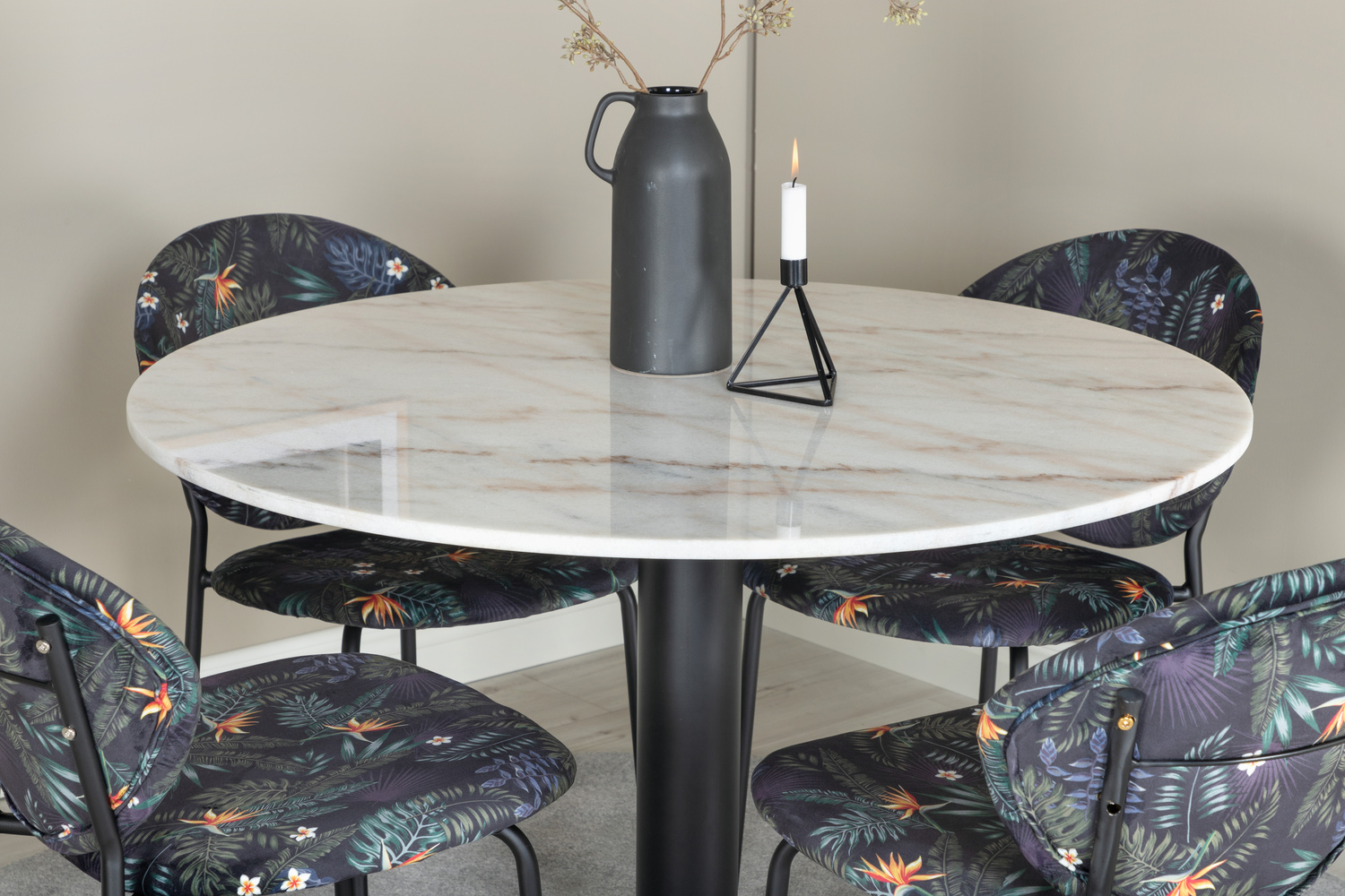 Set de dining Dallas 1298 (Model floral + Negru)