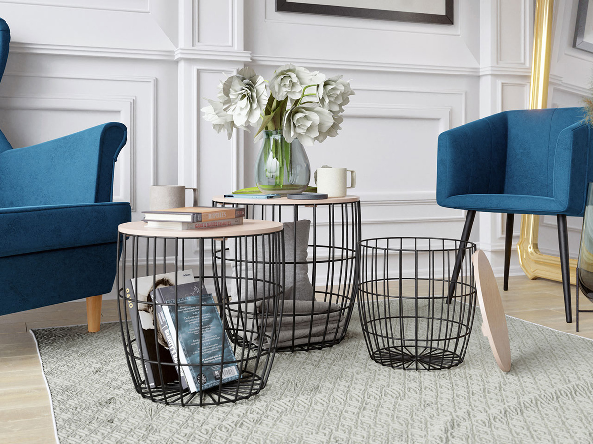 Set mese laterale Aedifis (Negru + Maro deschis)