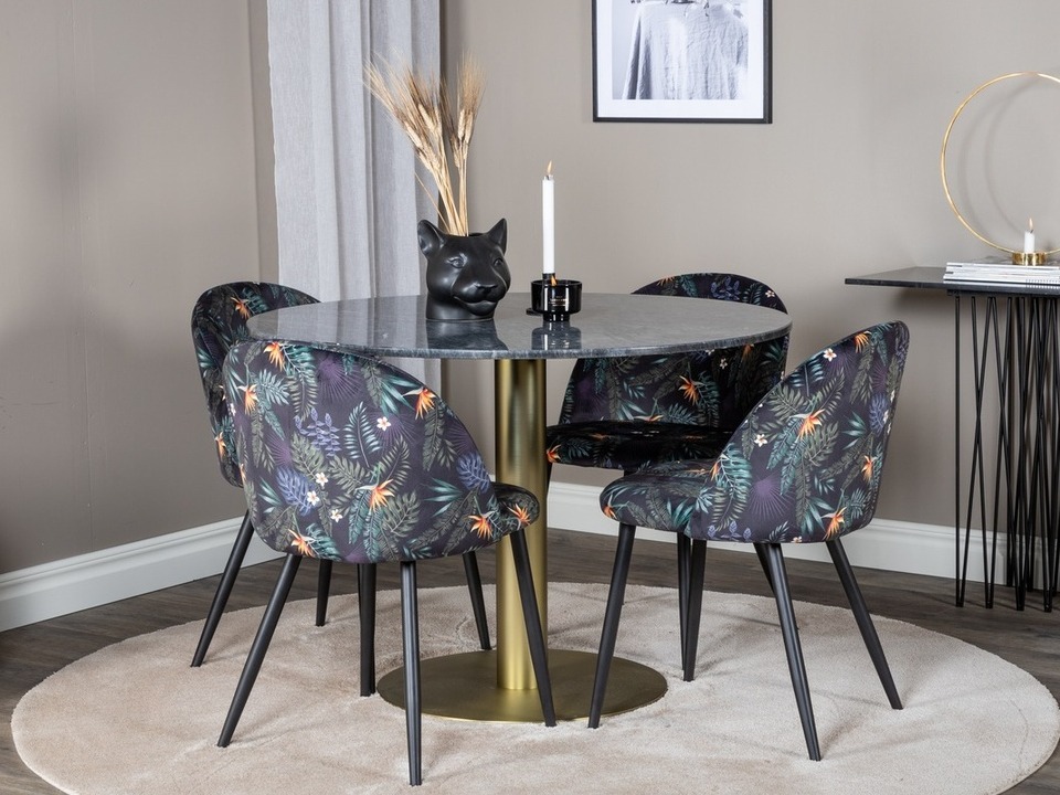 Set de mese Dallas 1219 (Model floral + Negru)
