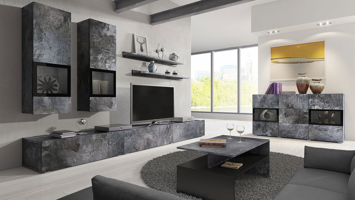 Set de living Serodeu 100 (Beton închis la culoare)