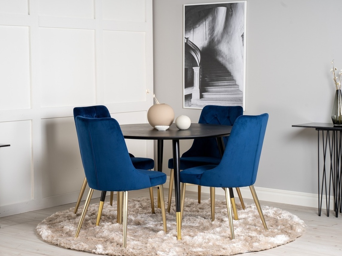 Set de dining Dallas 1178 (Albastru + Auriu)