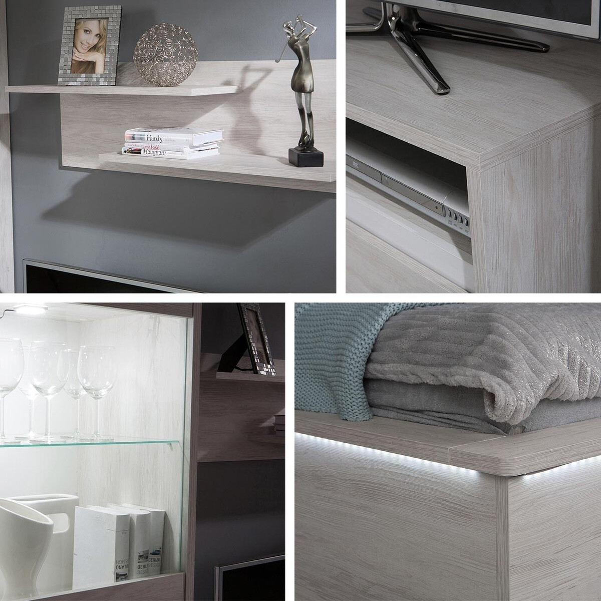 Set de living Fivelbo 114 (Stejar Monastery + Negru lucios)