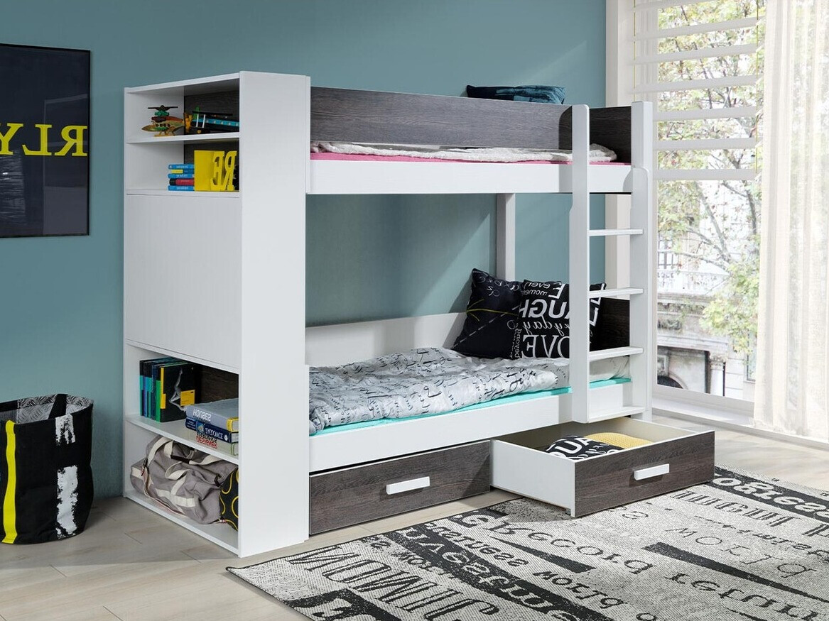 Pat supraetajat Henderson 141 (Alb + Întunecat Zebrano)