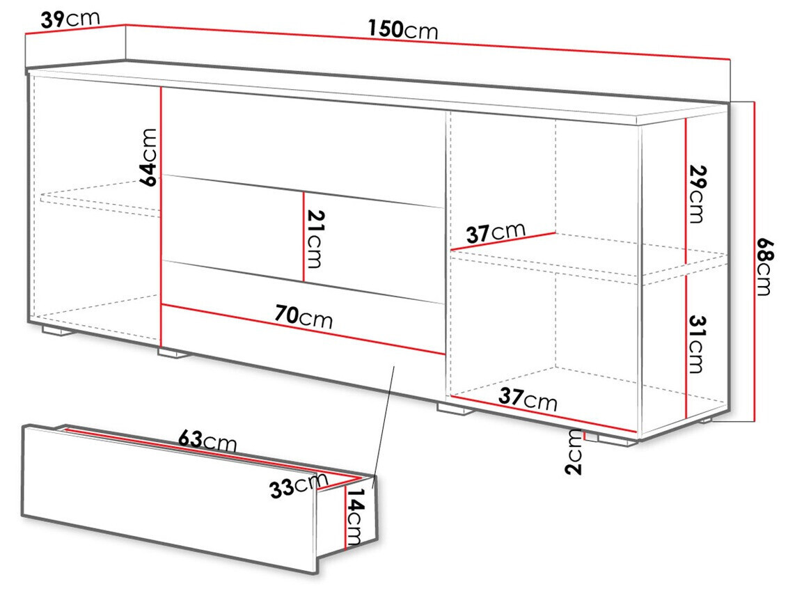Comodă Sarasota 129 (Stejar Wotan)