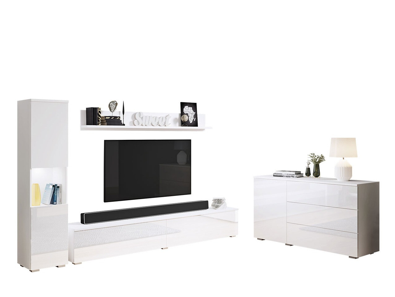 Set de living Sarasota 132 (Alb + Alb lucios)