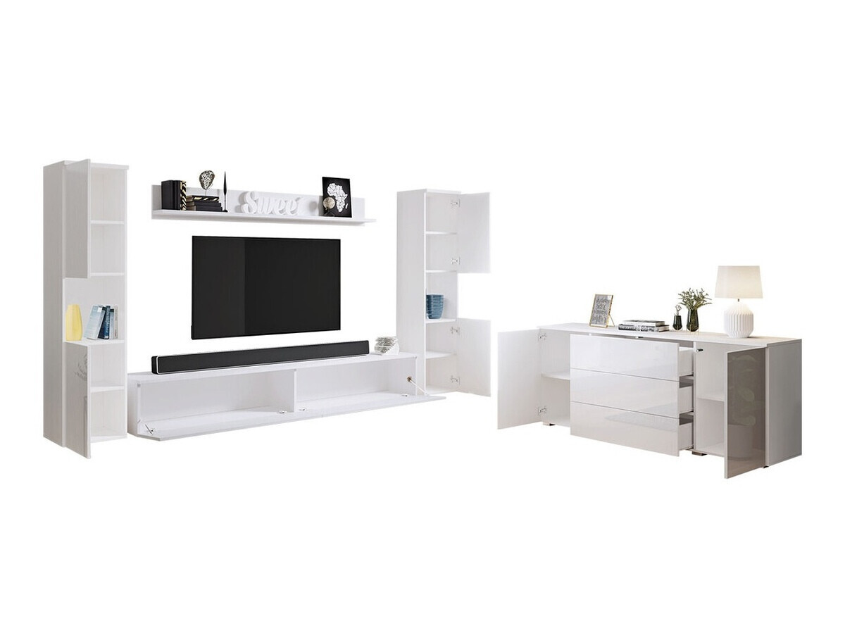 Set de living Sarasota 133 (Stejar Wotan + Alb lucios)