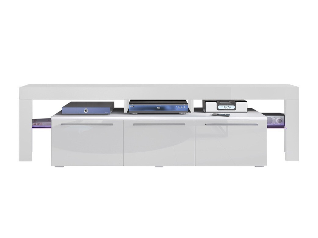 Comodă TV Arbor (Alb + Alb lucios)