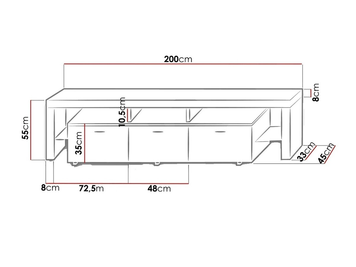 Comodă TV Arbor (Alb + Alb lucios)