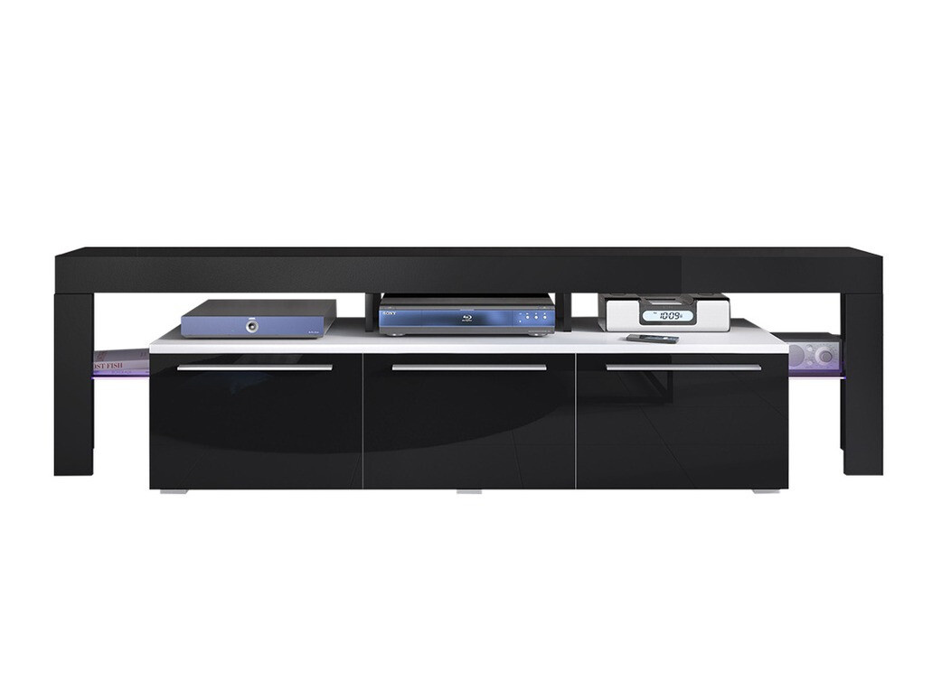 Comodă TV Arbor (Alb + Negru lucios)