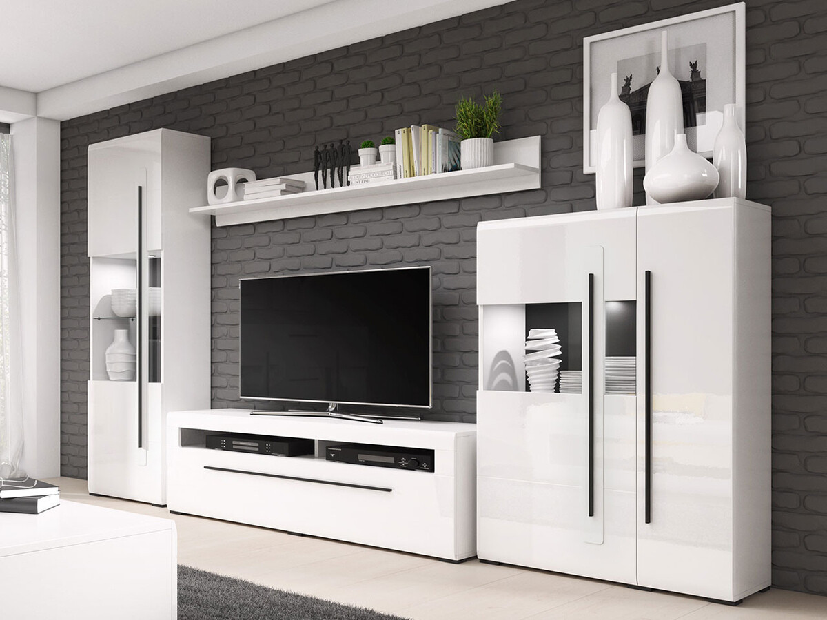 Set de living Ophsalu 111 (Alb + Alb lucios)