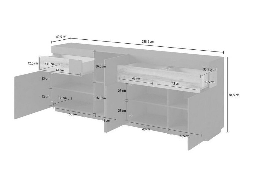 Set de living Livlore 108 (Alb + Alb lucios + Stejar Wotan)