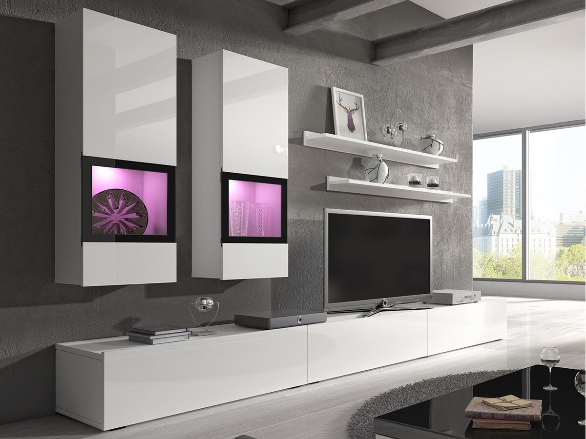 Set de living Serodeu 100 (Alb + Alb lucios)