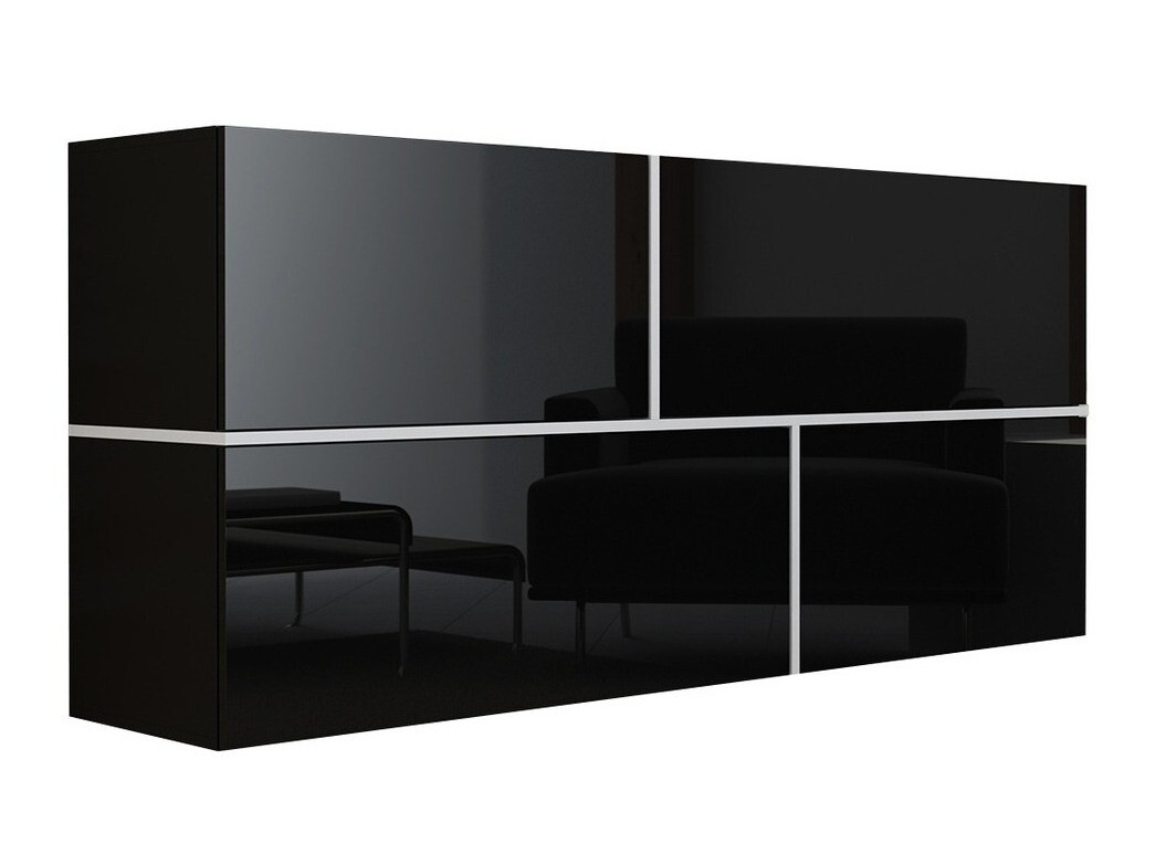 Dulap de perete Charlotte 100 (Negru + Negru lucios + Alb)