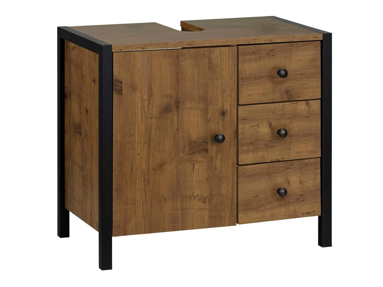 Mască de baie neancorată Larnovo 105 (Stejar închis + Negru)