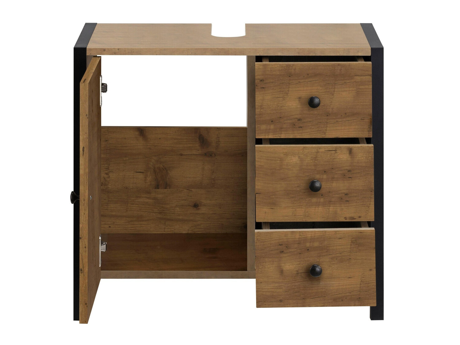 Mască de baie neancorată Larnovo 105 (Stejar închis + Negru)