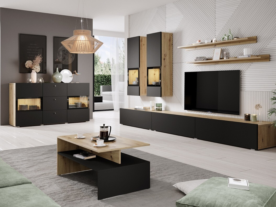 Set de living Serodeu 104 (Stejar artizan + Negru mat)