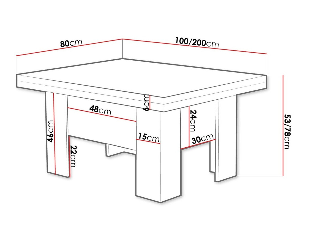 Transforming măsuță de cafea Stanton 102 (Alb)