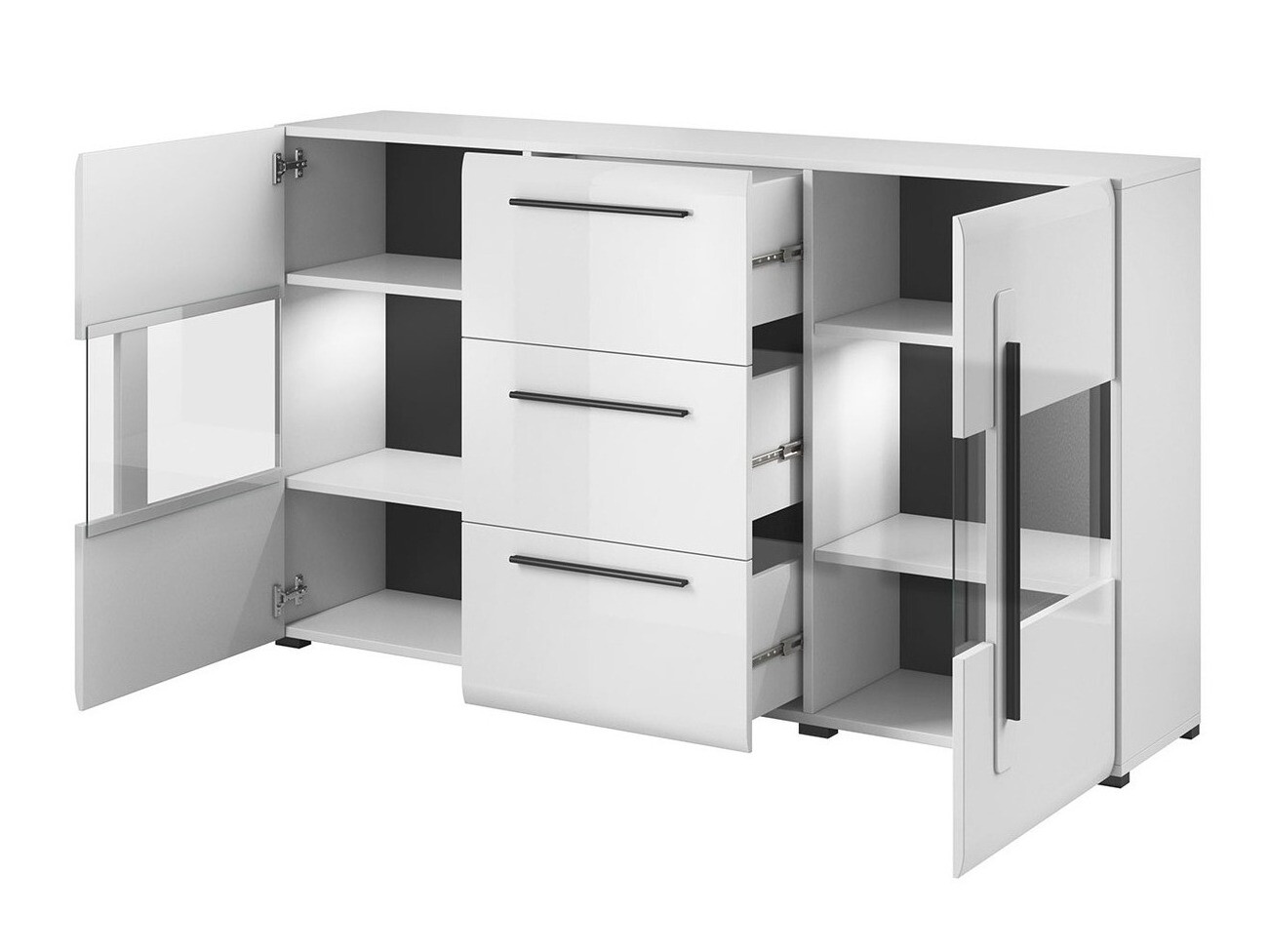Set de living Ophsalu 112 (Alb + Alb lucios)