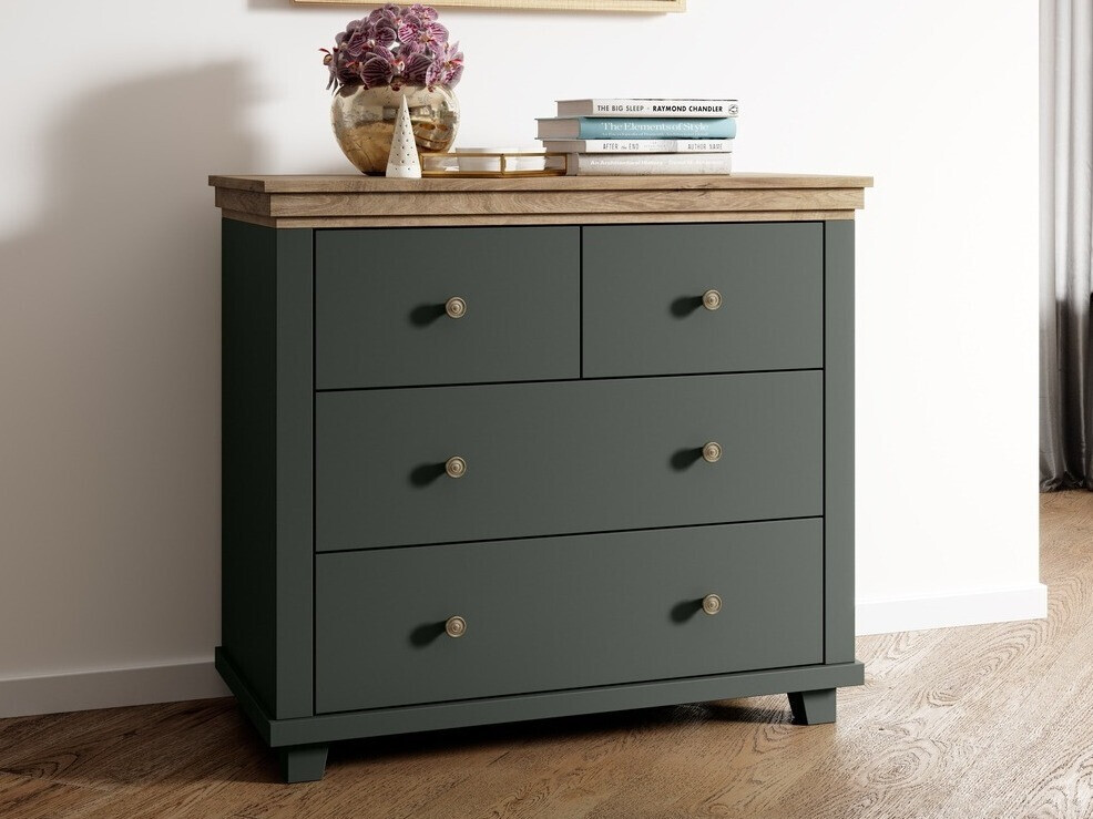 Comodă Tolnue 118 (Verde închis + Stejar lefkas)