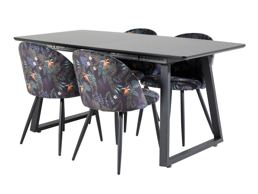Set de mese Dallas 1609 (Model floral + Negru)