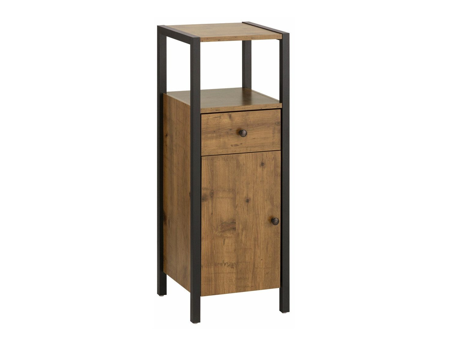 Cabinet de baie neancorat Larnovo 112 (Stejar închis + Negru)