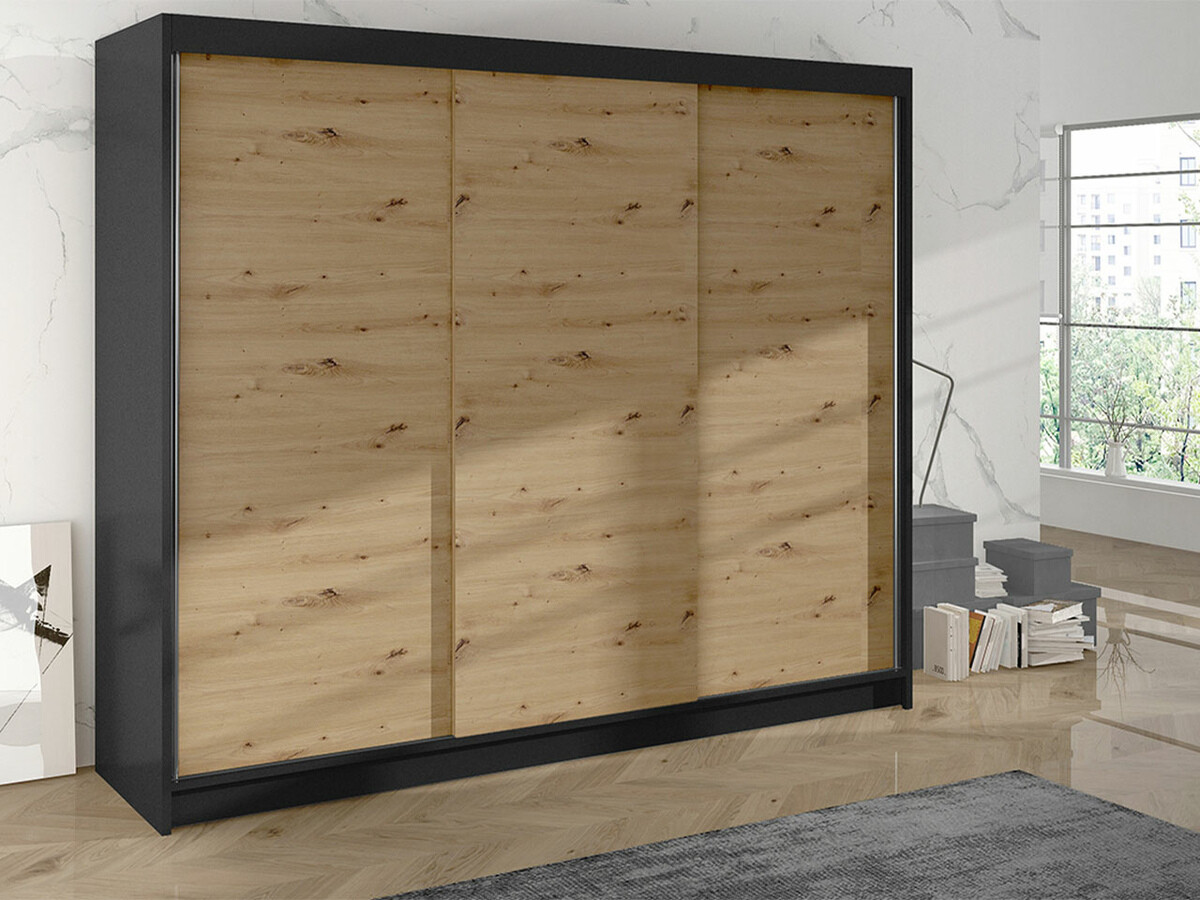 Dulap Closico Durion II (Negru + Stejar artizan)