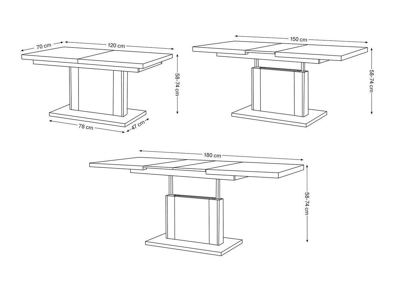 Transforming măsuță de cafea Glendale 103 (Stejar Sonoma + Alb)