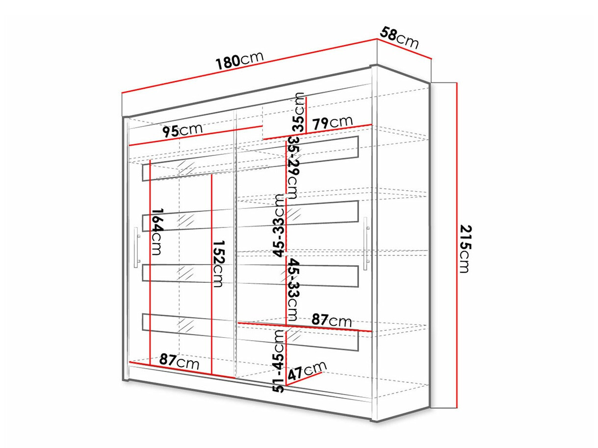 Dulap Closico Pallor XI (Alb + Negru lucios)