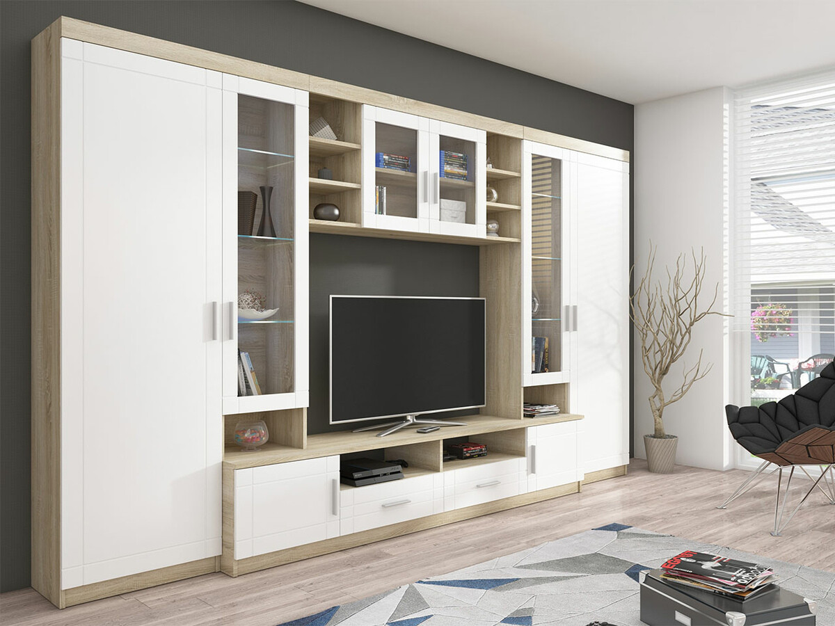Set de living Bacces (Stejar Sonoma + Alb)