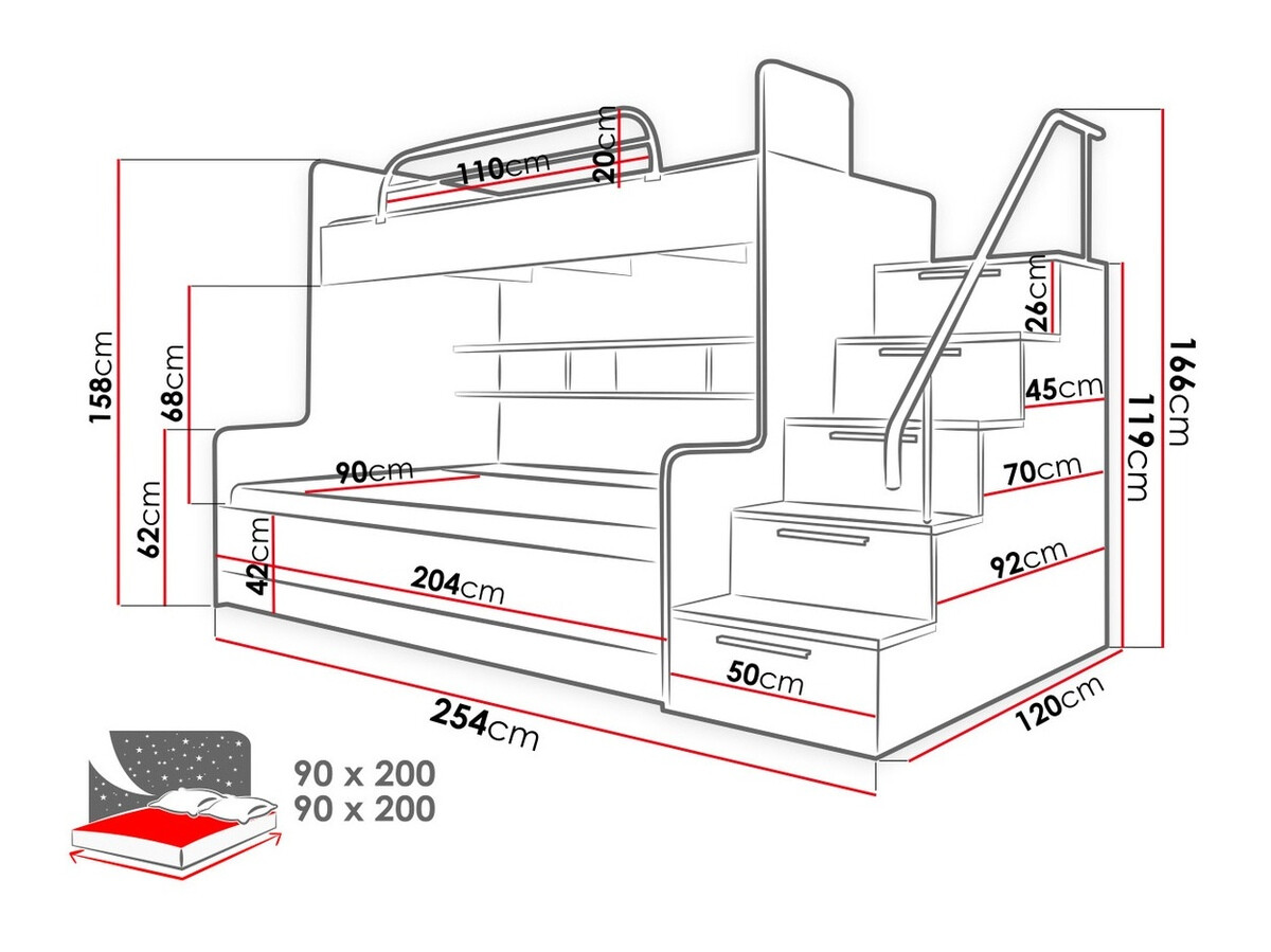 Pat supraetajat Campus (Alb + Alb lucios + Gri lucios)