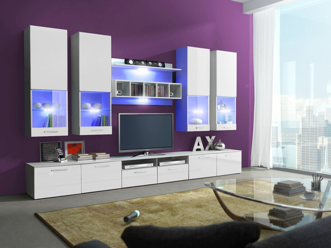 Set de living Caelum (Alb + Alb lucios)