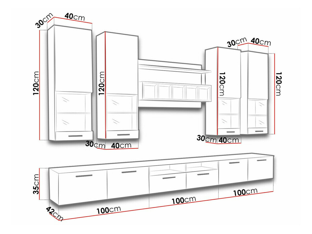 Set de living Caelum (Alb + Alb lucios)