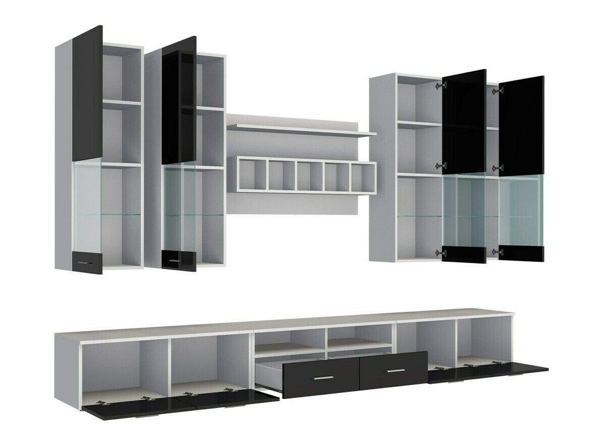 Set de living Caelum (Alb + Negru lucios)