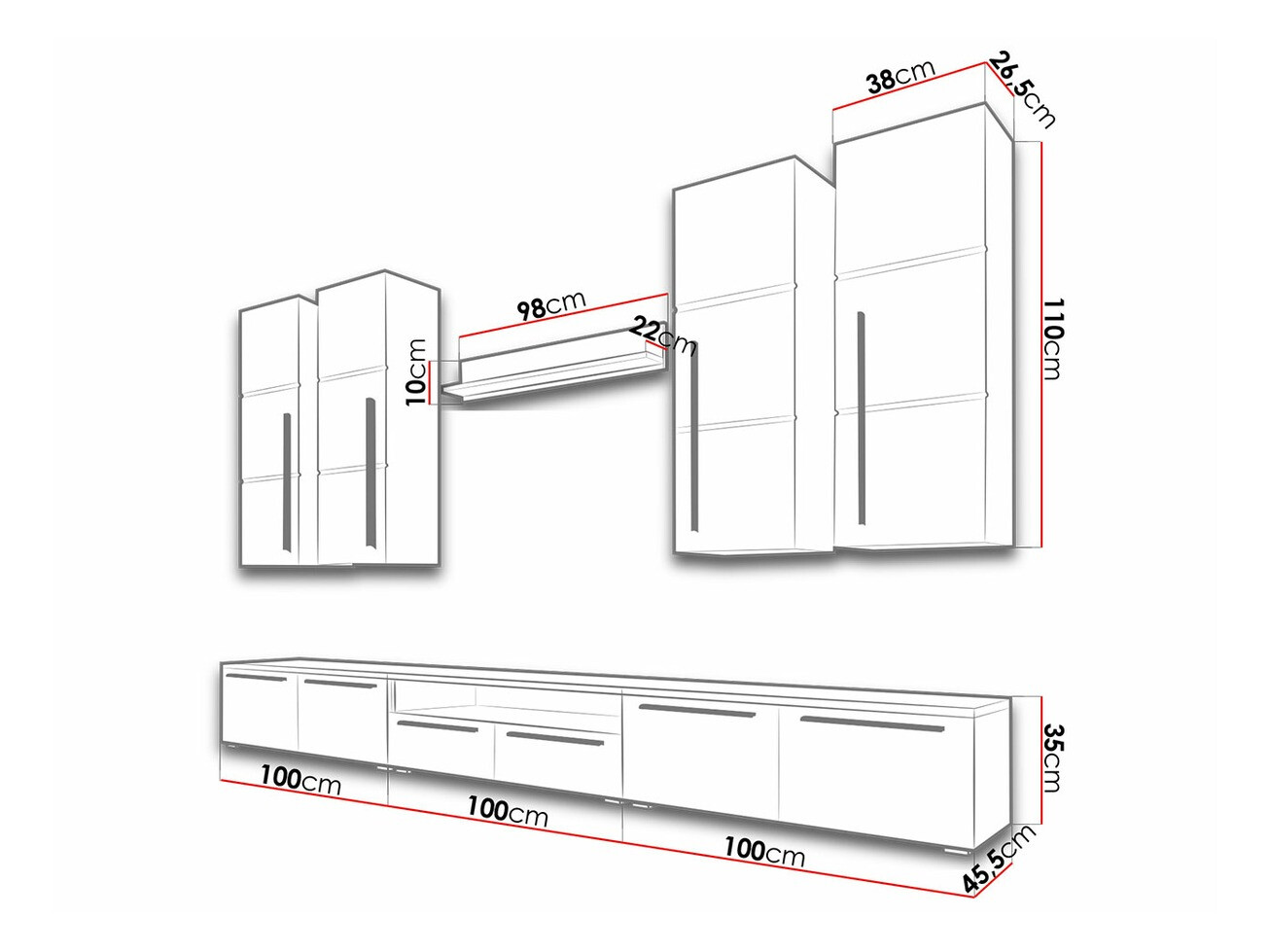 Set de living Flos (Alb + Alb lucios)