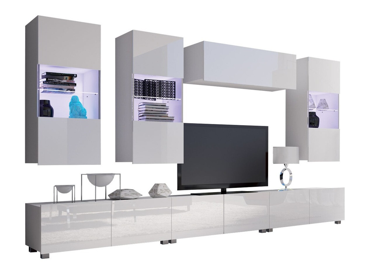 Set de living Tivdalu 121 (Alb + Alb lucios)