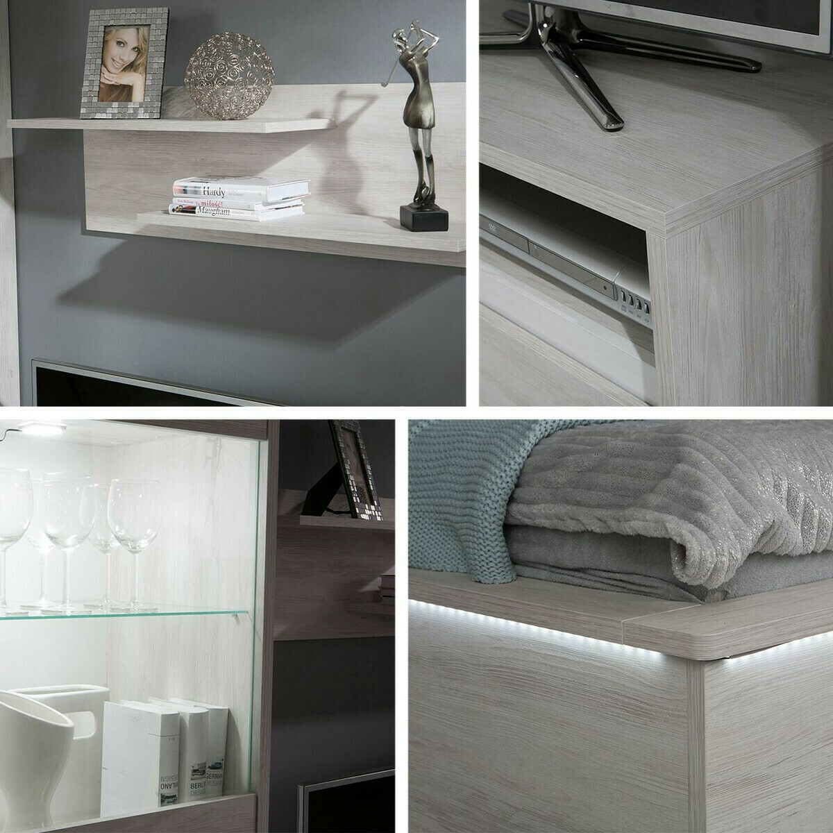 Set de living Fivelbo 115 (Stejar Monastery + Negru lucios)