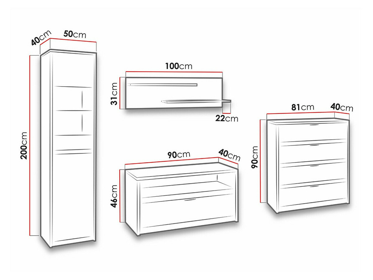 Set de living Fivelbo 115 (Stejar Monastery + Negru lucios)