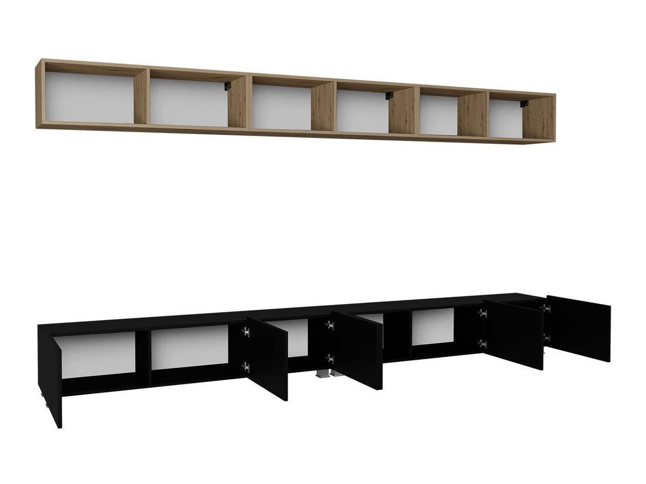 Set de living Remus XXXIII (Alb + Alb lucios + Stejar auriu)