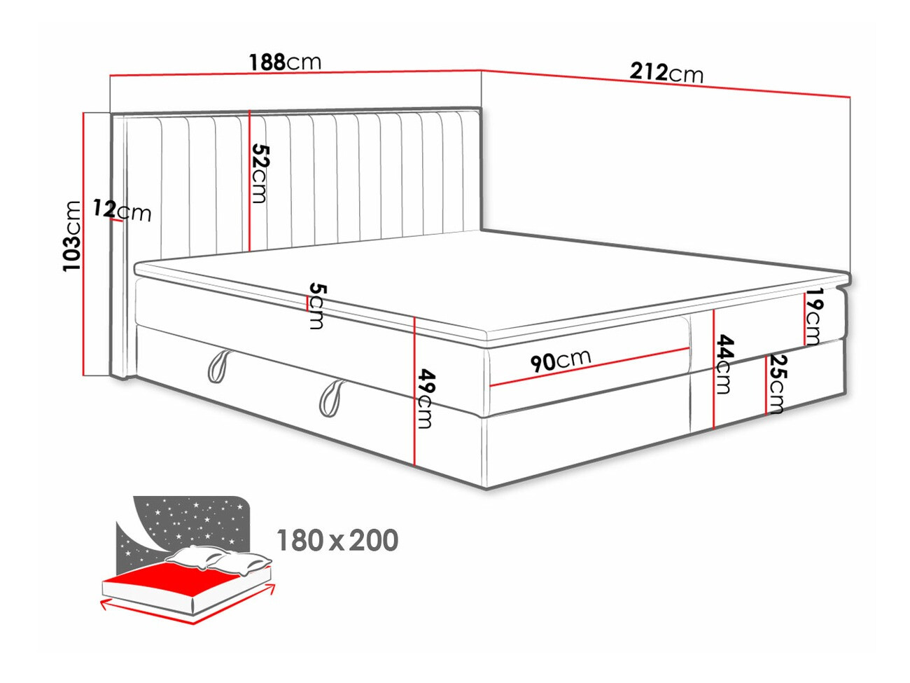 Pat boxspring ComfiDream Odelra (Stejar auriu + Soro 21)