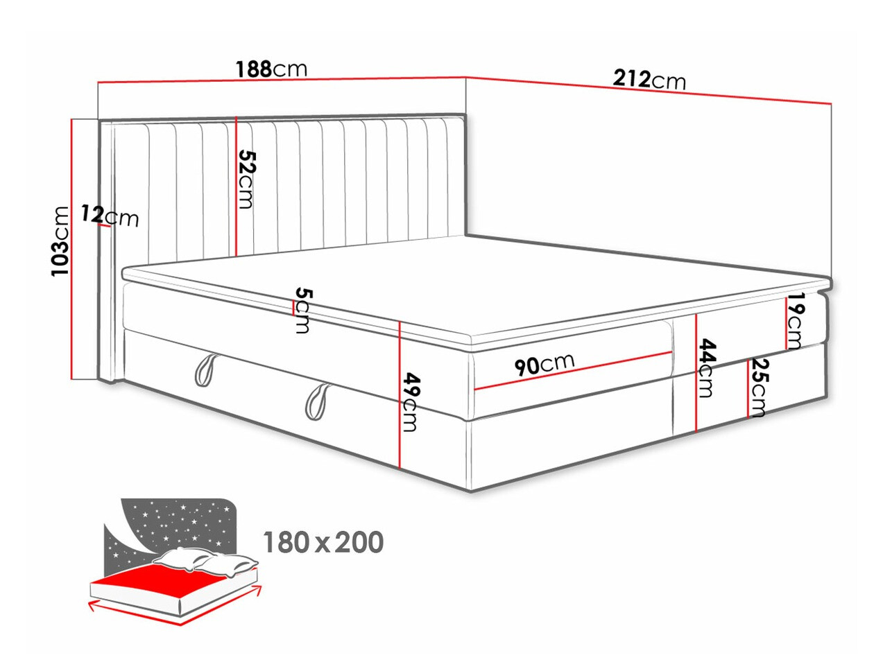 Pat boxspring ComfiDream Odelra (Stejar auriu + Soro 24)