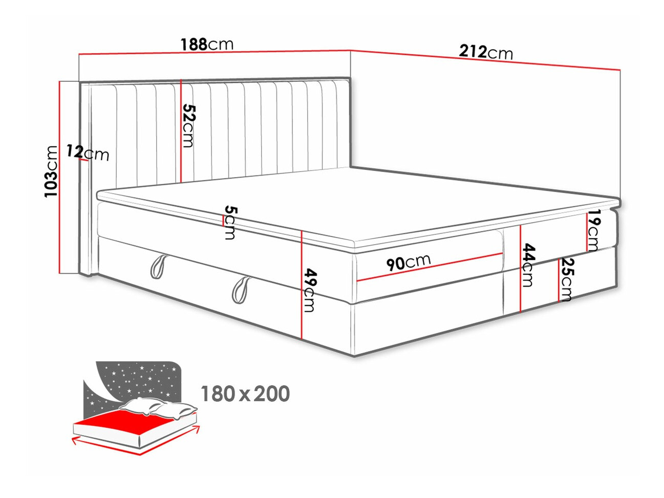 Pat boxspring ComfiDream Odelra (Stejar auriu + Soro 90)
