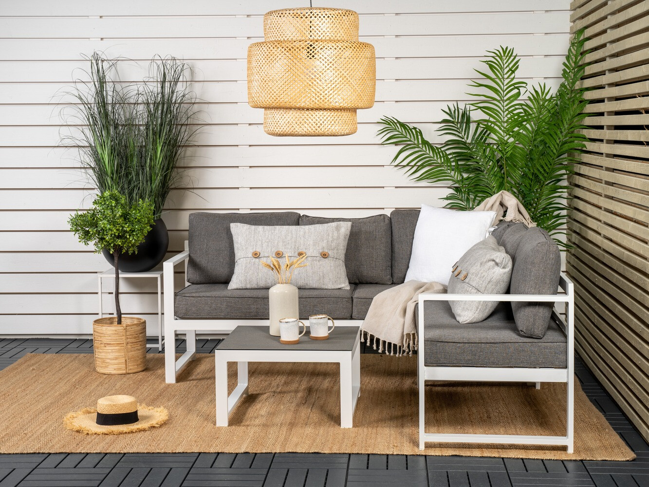 Set mobilier de exterior Dallas 773 (Alb + Gri)