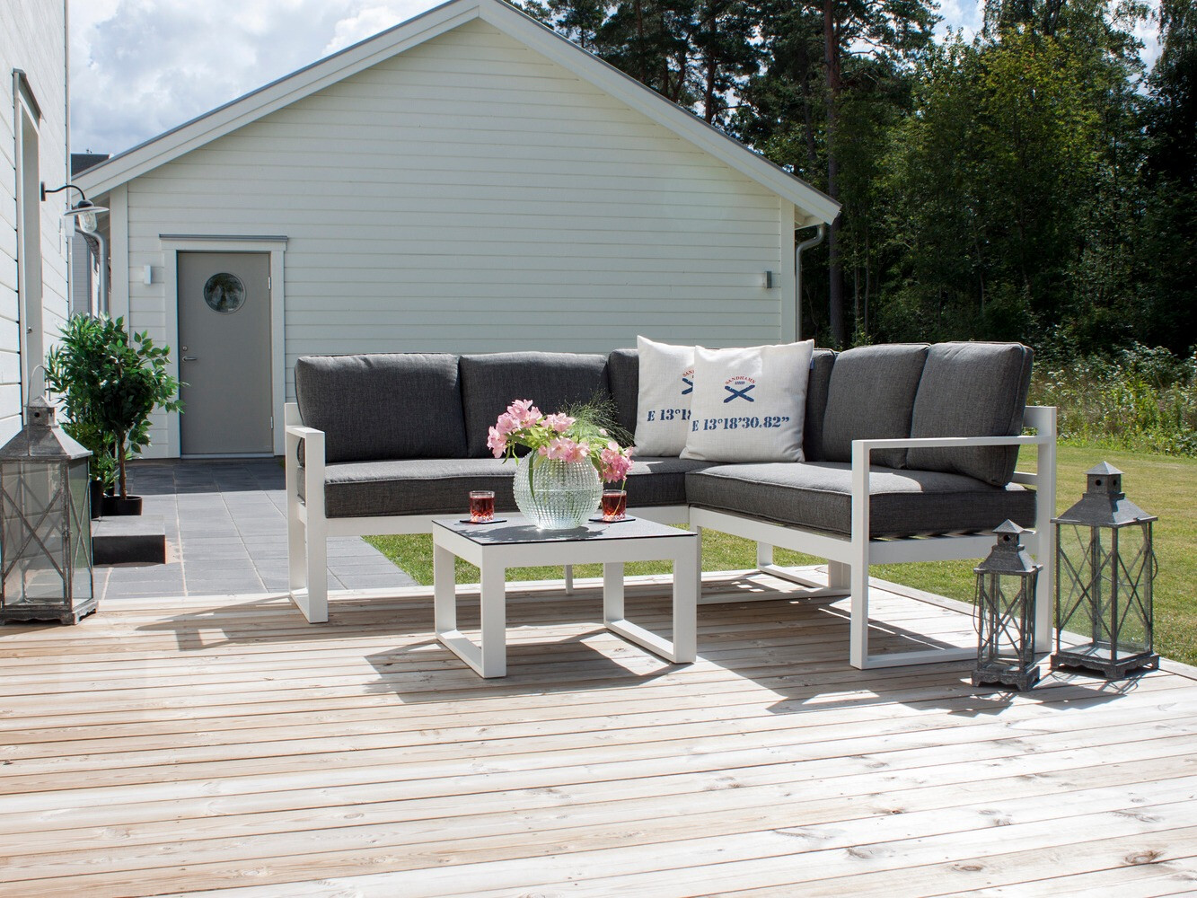 Set mobilier de exterior Dallas 773 (Alb + Gri)